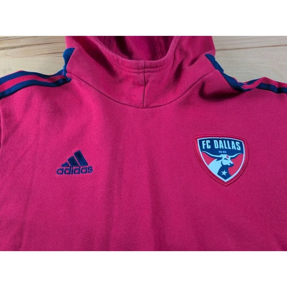 Adidas FC Dallas Hoodie Mens XL Red MLS Soccer Pullover Sweatshirt
